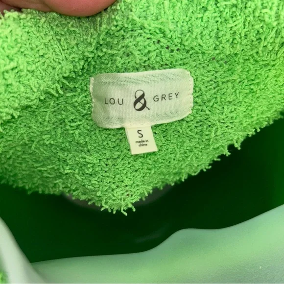 Lou & Grey Lime Green Fuzzy Pullover Sweater size small - Picture 3 of 3